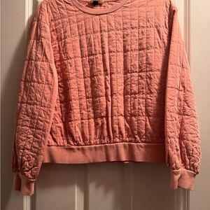 Universal Thread Quilted Puff-Sleeve Sweatshirt - Coral Pink
